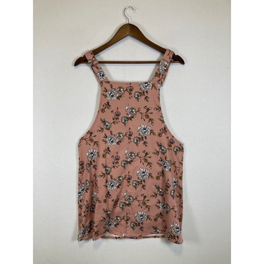 Whimsical Cottagecore Floral Pinafore Overalls Top Women Large Pink Button Front - Picture 2 of 9